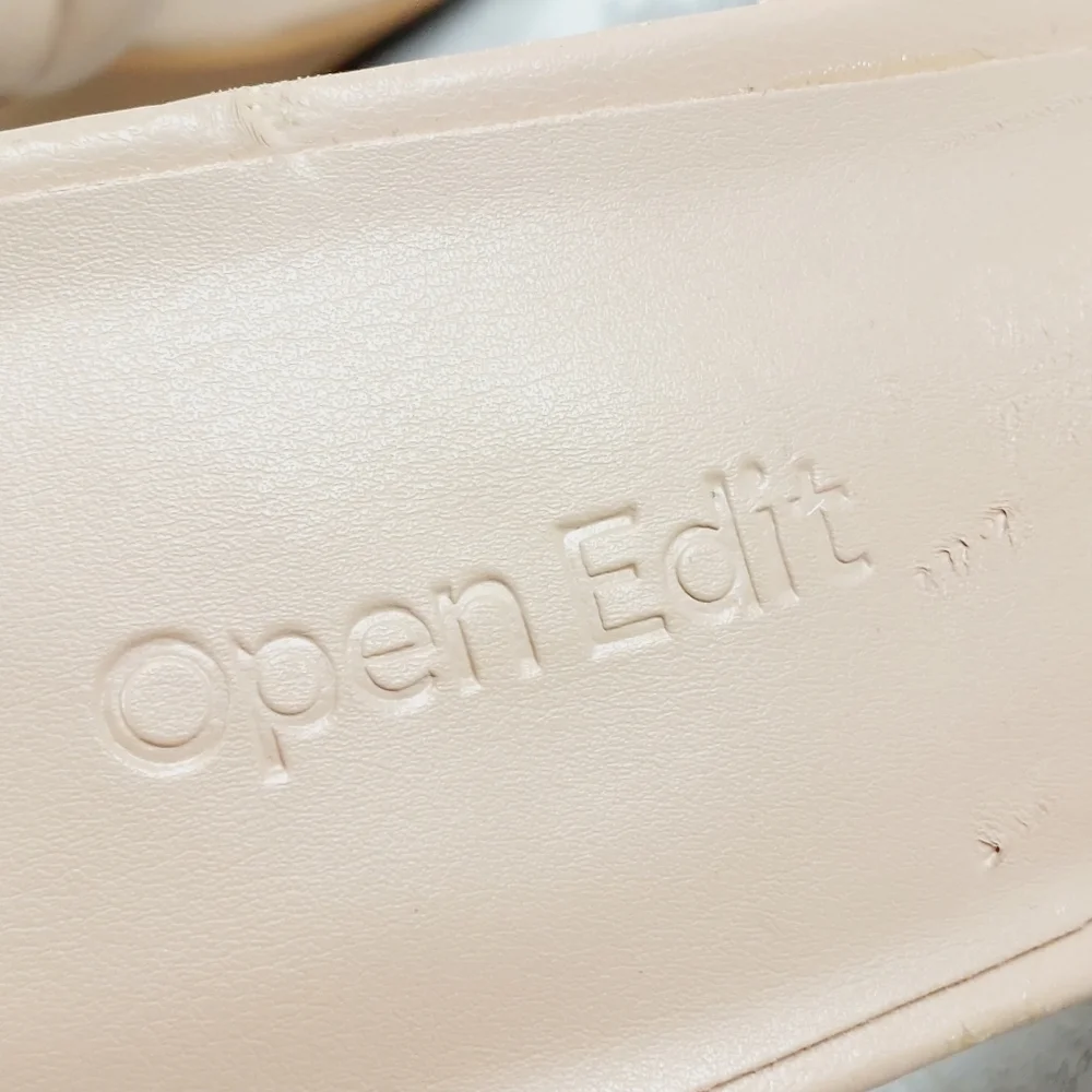 New Open Edit Remmy Twisted Strap Beige Square Toe Heeled Sandals W303 - Picture 10 of 16